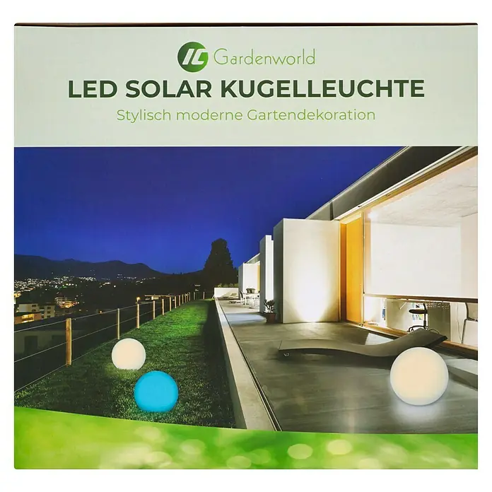 Solar-Dekoleuchte - Weiß, IP67, 40 x 38 cm - LED Solar Kugelleuchte von Gardenworld. Moderne Gartendekoration mit stilvollen Solarleuchten für den Außenbereich.