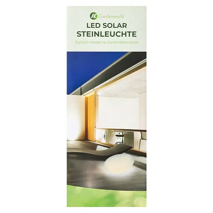 Solar-Dekoleuchte - Weiß, L x B x H: 36 x 50 x 19,5 cm - Abbildung einer modernen LED-Solar-Steinleuchte von Gardenworld. Elegantes Design für stilvolle Gartendekoration und stimmungsvolle Beleuchtung im Außenbereich.