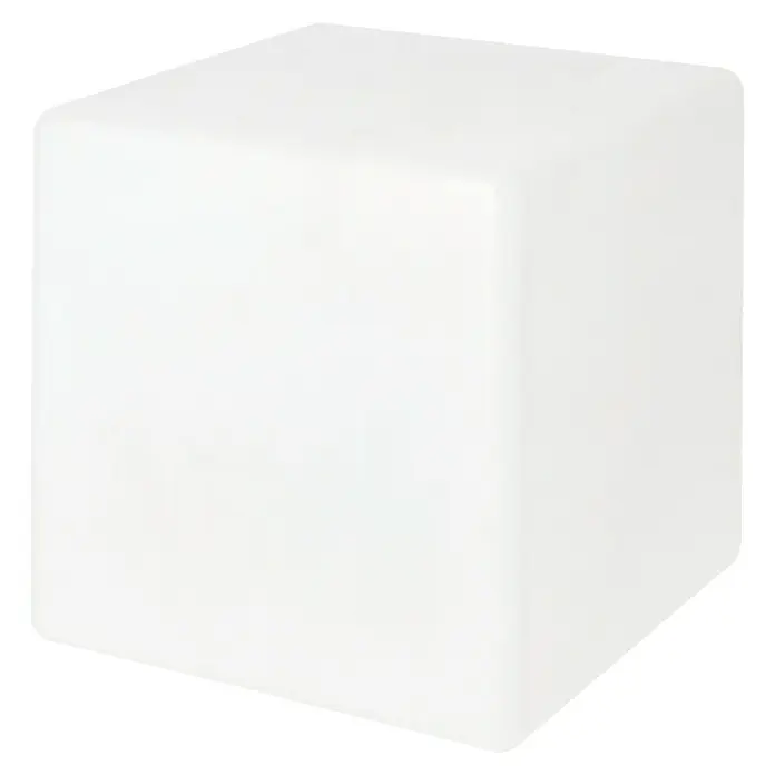 LED-Solar-Würfelleuchte - 30 x 30 x 30 cm - Nahaufnahme eines weißen Würfels, der ein schlichtes und modernes Design aufweist und sich ideal als dekoratives Element eignet.