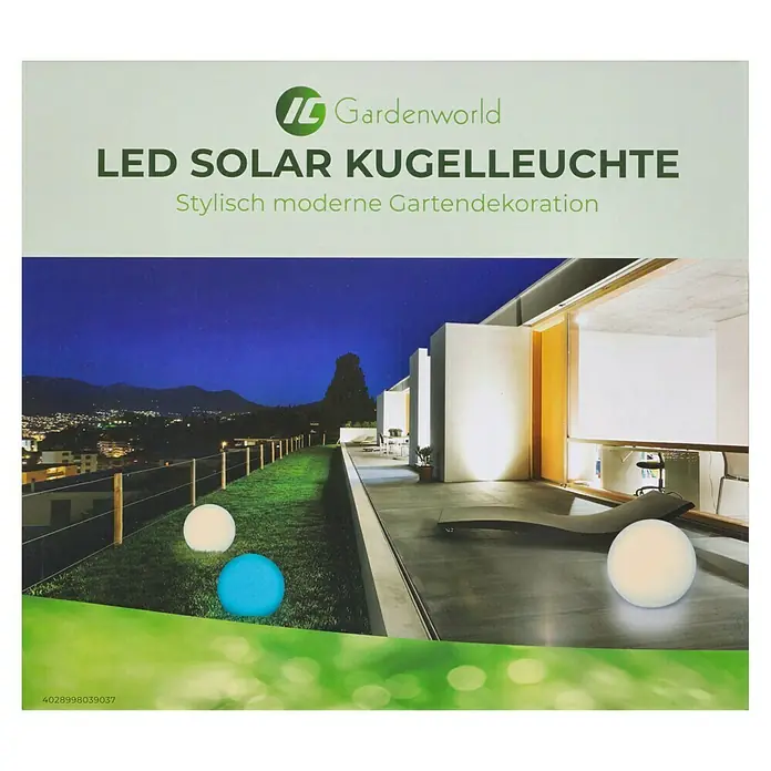 LED-Solar-DekoleuchteWeiß, 30 x 27 cm - LED Solar Kugel Leuchte von Gardenworld, stilvolle und moderne Gartendekoration mit energiesparender Beleuchtung für eine stimmungsvolle Atmosphäre.