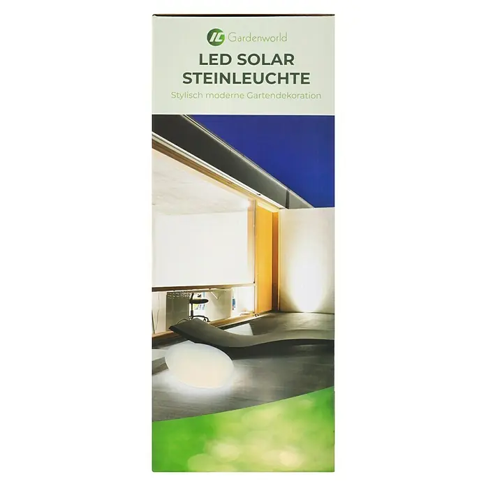 LED-SolarsteinWeiß, L x B x H: 30 x 40 x 16 cm - Eine LED-Solar-Steinleuchte von Gardenworld: Stilvolle, moderne Gartendekoration für stimmungsvolle Beleuchtung im Außenbereich.