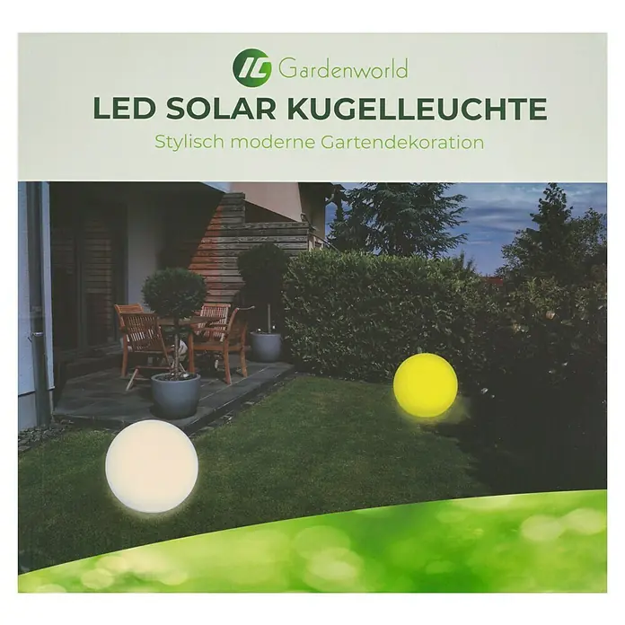LED-Solar-DekoleuchteWeiß, 40 x 38 cm - LED Solar KUGELLEUCHTE Gartenleuchten. Moderne Gartendekoration mit Solar LED-Kugelleuchten, die eine stimmungsvolle Atmosphäre im Garten schaffen.