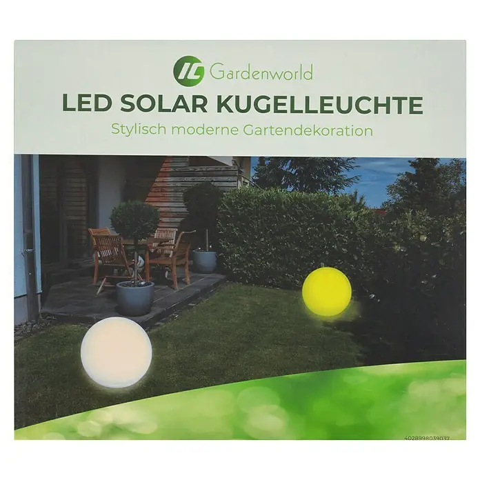 Solar-Dekoleuchte - Weiß, IP67, 30 x 27 cm - LED-Solar-Kugelleuchte für den Garten. Stilvolle und moderne Gartendekoration mit leuchtenden Kugeln in Weiß und Gelb.