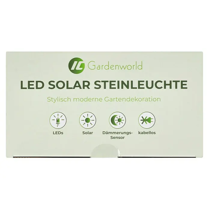 LED-Solarstein - Weiß, L x B x H: 30 x 40 x 16 cm - LED Solar Steinleuchte für stilvolle Gartendekoration. Mit LEDs, Solarbetrieb, Dämmerungssensor und kabellosem Design.