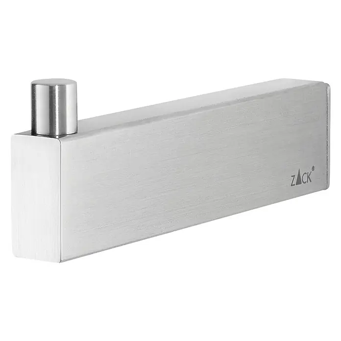Zack Linea Ersatzpapierrollenhalter - Länge: 13 cm, Edelstahl, Matt - Silberner ZACK Wandhaken aus Edelstahl mit zylindrischem Hakenende und gebürsteter Oberfläche, ideal für Bad und Küche.