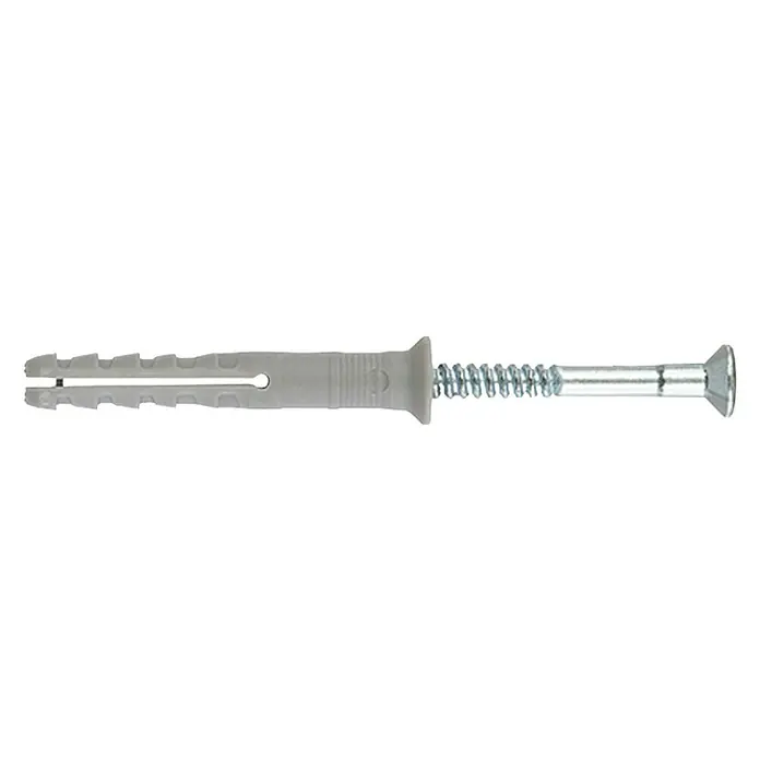 Fischer Taco con tornillo - Diámetro taco: 6 mm, Longitud taco: 80 mm, 50 ud. - Un taco de marco universal gris con un tornillo. Adecuado para diversos materiales.