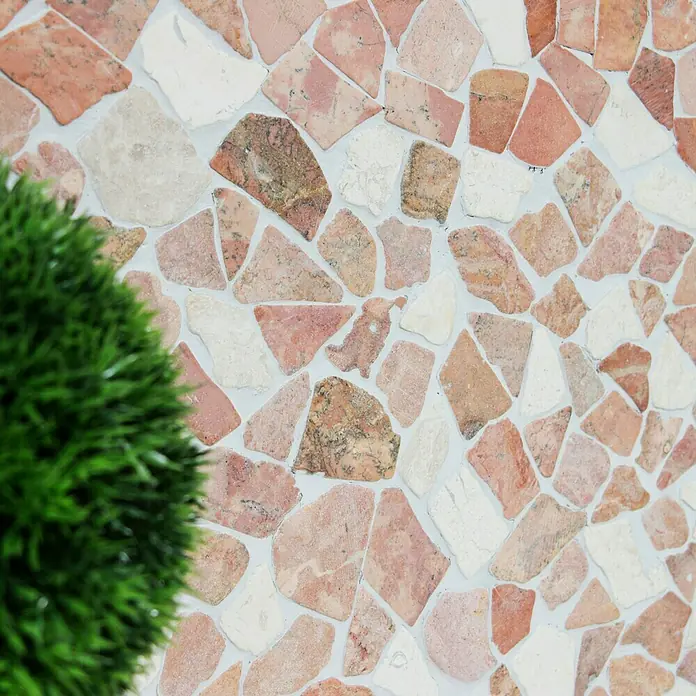 Mosaikfliese Mix CIOT 30/130 - 30,5 x 30,5 cm, Rot/Weiß, Matt - Nahaufnahme einer Wandfliese mit einzigartigem Mosaikmuster, ideal für stilvolle Akzente in jedem Raum.