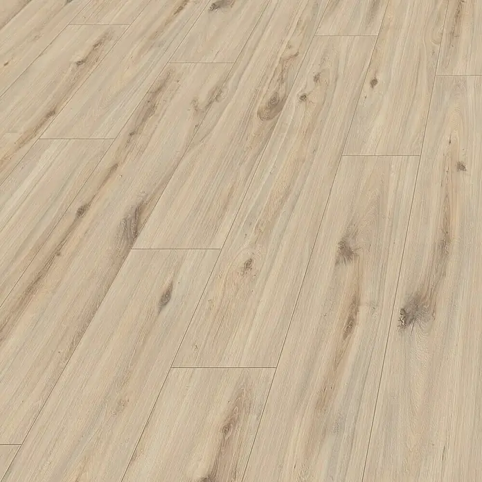 MyStyle MyArt Laminatmuster Desperados Oak - 200 x 195 x 12 mm, Landhausdiele - Helle Holzdielen mit Maserung im Fischgrätmuster. Die Oberfläche ist glatt und matt, ideal für moderne Innenräume.