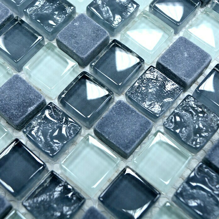 Mosaikfliese Quadrat Crystal Mix XCM M810 (32,2 x 30,5 cm, Grau, Glänzend)