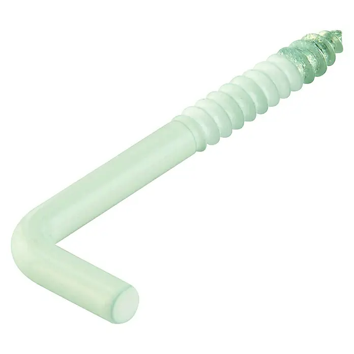 Schraubhaken - Ø x L: 3 x 40 mm, 6 Stk., Holzgewinde, Weiß, Gerade - Weißer PVC-beschichteter Schraubhaken mit Gewinde zur Befestigung leichter Gegenstände. Ideal für Heimwerker- und Montagearbeiten.