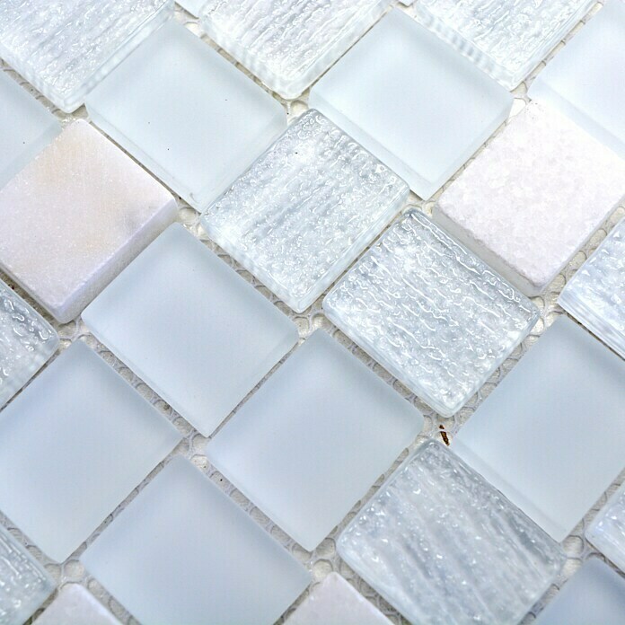 Mosaikfliese Crystal Mix XCM R07 (27,3 x 27,3 cm, Weiß, Matt)