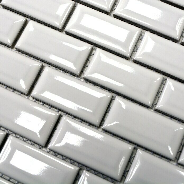 Mozaïektegel Brick Bond Diamond CBW 104 (30 x 30 cm, Wit, Glanzend)