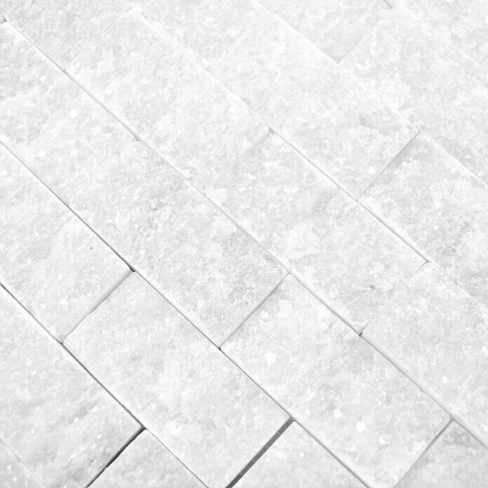 Mosaikfliese Brick Splitface X3D 41456 (30,5 x 29 cm, Weiß/Grau, Matt)