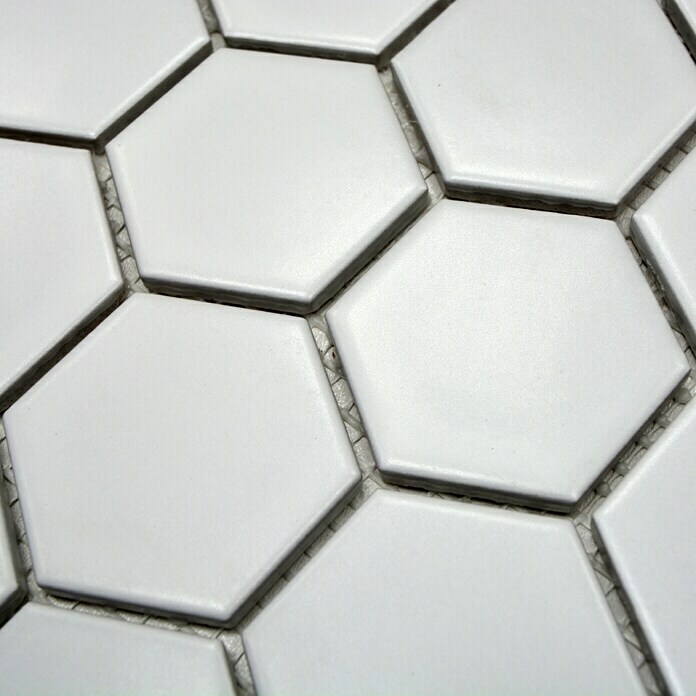 Mozaïektegel Zeshoek Uni HX 085 (32,5 x 28,1 cm, Wit, Mat)