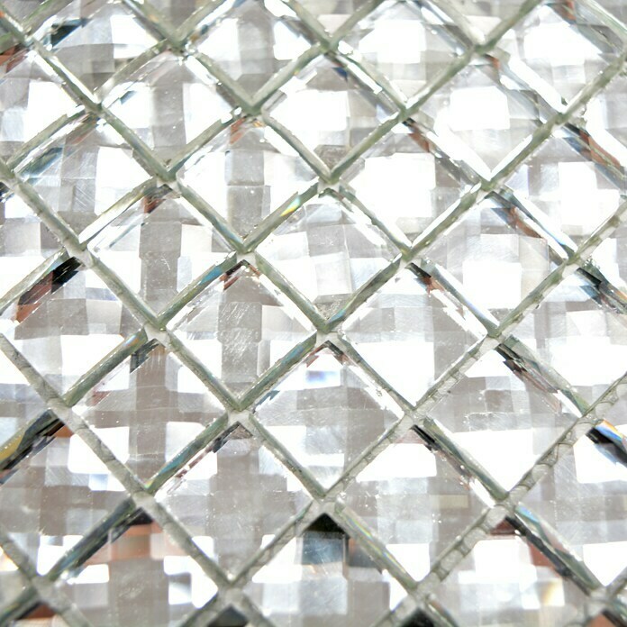Mosaikfliese Quadrat Crystal XCM SV827 (30 x 30 cm, Weiß, Glänzend)