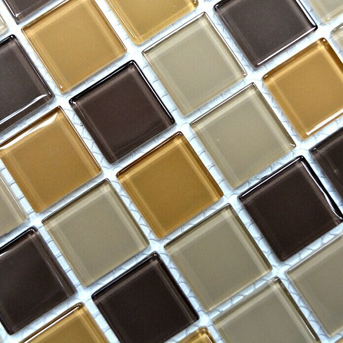 Mosaikfliese Quadrat Crystal Mix CM 4555 (32,7 x 30,2 cm, Braun/Orange/Beige, Glänzend)