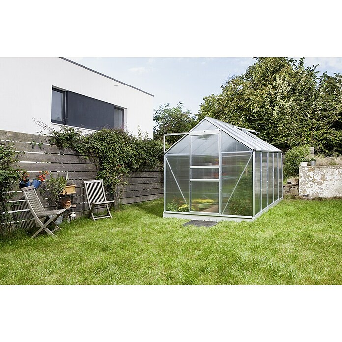 Vitavia Gewächshaus (3,21 x 1,95 x 1,97 m, Farbe: Silbergrau, Polycarbonat, 6 mm)