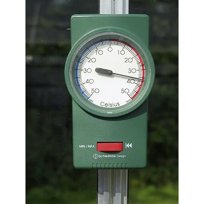 Vitavia Thermometer - Analog, L x B x H: 4 x 12 x 22,5 cm, Grün - Ein grünes Celsius-Thermometer zur Messung von Minimal- und Maximaltemperaturen im Außenbereich.