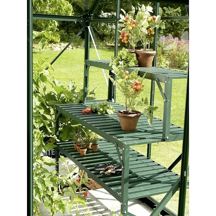 Vitavia Aufsatz für Gewächshaus-Tisch I - 28 x 121 x 39 cm, Smaragd - Pflanzenregal im Gewächshaus mit Tomatenpflanzen, Kräutern und Gartengeräten. Praktische Lösung zur Organisation und Aufbewahrung von Pflanzen.