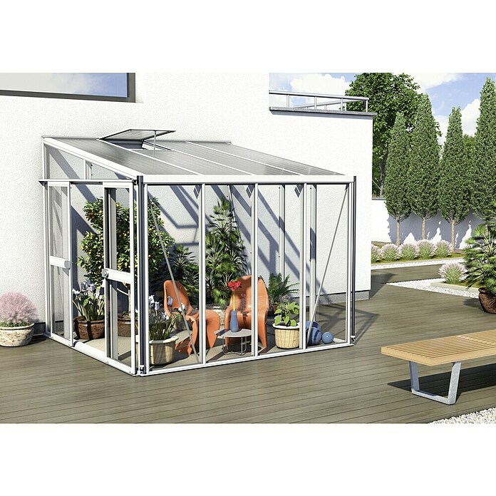 Vitavia Gewächshaus Helena 7000 (2,66 x 2,71 x 2,39 m, Farbe: Weiß, Einscheibensicherheitsglas (ESG))