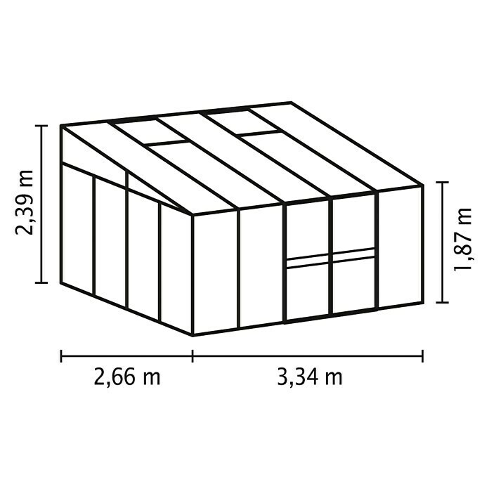 Vitavia Gewächshaus Helena 8600 (2,66 x 3,34 x 2,39 m, Farbe: Aluminium, Einscheibensicherheitsglas (ESG))