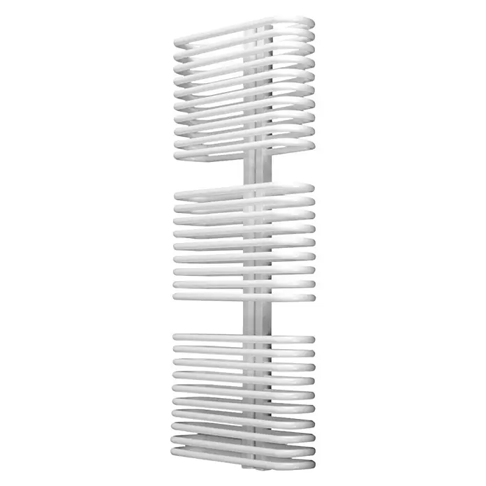 Camargue Badheizkörper Ovaltic - B x H: 600 x 1.142 mm, Wärmeleistung bei Vorlauftemperatur von 75 °C (D: 50): 1.042 W - Handtuchwärmer in Weiß, bestehend aus horizontalen Rohren, die an einer vertikalen Stange befestigt sind, ideal für moderne Badezimmer.