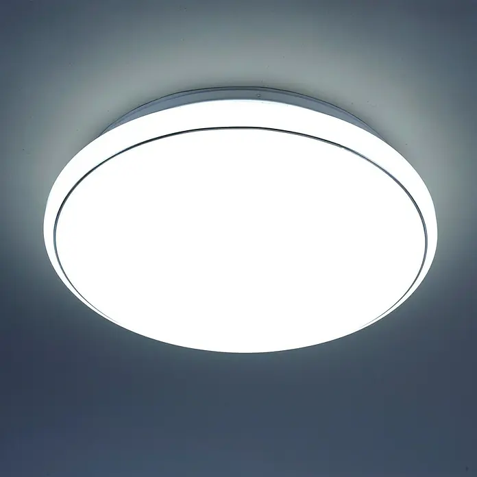 Just Light LED-Deckenleuchte rund Jupiter - 40 W, Weiß, Tageslichtweiß, Durchmesser: 600 mm - Nahaufnahme einer runden LED-Deckenleuchte, die modernes Design und helle Beleuchtung für jeden Raum bietet.