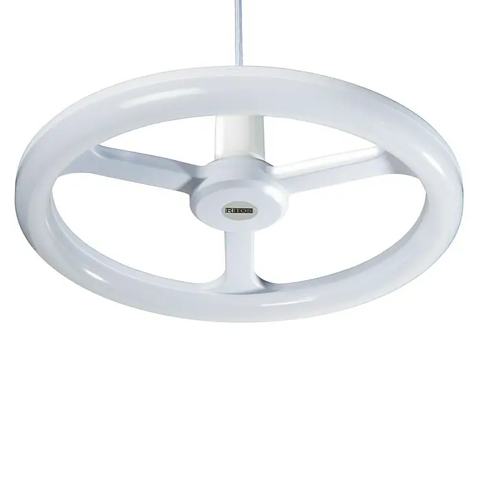 Ritter Leuchten LED-Pendelleuchte Rondine - Weiß - Nahaufnahme einer modernen, weißen RITOS-Deckenleuchte mit einzigartigem, kreisförmigem Design für stilvolle Beleuchtungslösungen.
