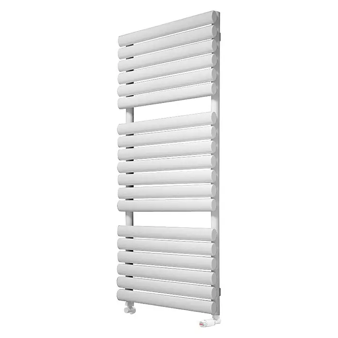 Camargue Badheizkörper Neo - B x H: 600 x 1.216 mm - Ein weißer, horizontaler Heizkörper, perfekt für Badezimmer, der sowohl Wärme als auch ein modernes Design bietet.