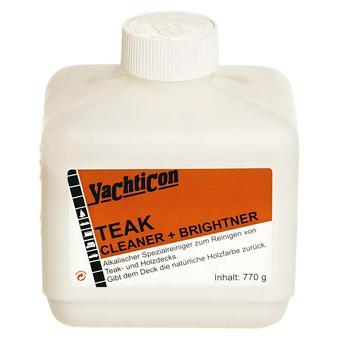 Yachticon Teakreiniger & Entgrauer - 770 g - Bild einer Flasche Yachticon Teak Cleaner + Brightner, einem Spezialreiniger für Teak- und Holzdecks mit 770 g Inhalt.