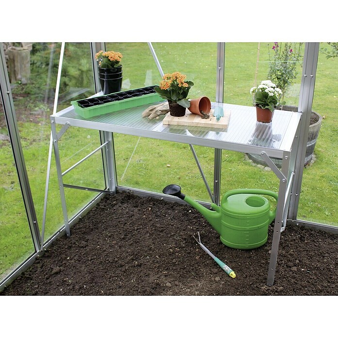 Vitavia Gewächshaus-Mehrzwecktisch (54 x 121 x 76 cm, Aluminium, Ablagefach)