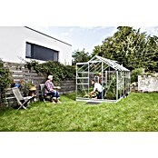 Vitavia Gewächshaus (3,21 x 1,95 x 1,97 m, Farbe: Aluminium, Einscheibensicherheitsglas (ESG), 3 mm)