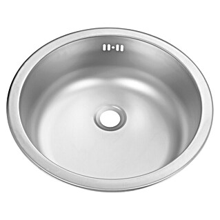 Set de fregadero empotrado CR/CT con cesta y tabla de acero inoxidable (Diámetro: 450 mm, Acero inoxidable)
