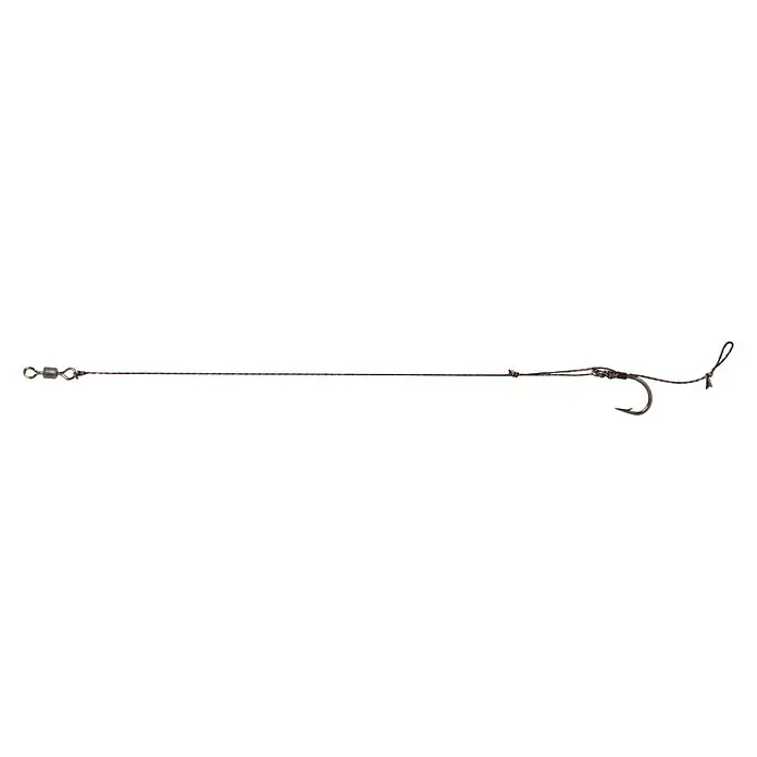 Westline Angelhaken Adjustable Hair Rig C-IV - Größe: 6, 22 cm, 18,1 kg, 2 Stk. - Nahaufnahme eines Angelhakens mit Schnur, der für den Fischfang verwendet wird. Der Haken ist scharf und bereit zum Einsatz.
