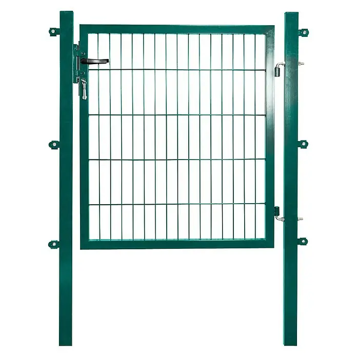 Peddy Shield Zauntor ESM1 x 0,75 m, Grün, Stahl - Ein grünes Gartentor aus Maschendraht mit Rahmen und Befestigungspfosten. Robust und wetterfest für den Außenbereich.
