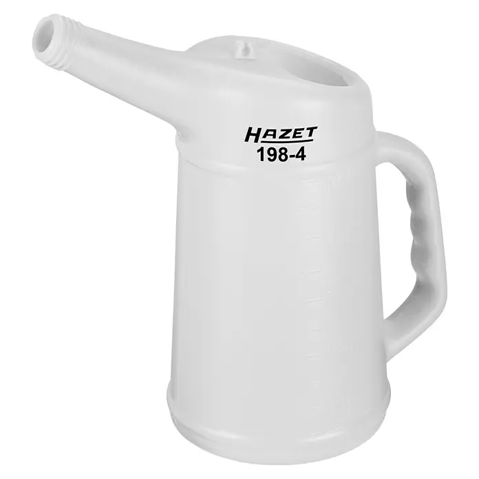 Hazet Messbecher 198-4 - 1 l - Weiße HAZET 198-4 Ölkanne mit Ausgießer und Griff, ideal für den Werkstattbedarf und präzises Dosieren von Flüssigkeiten.