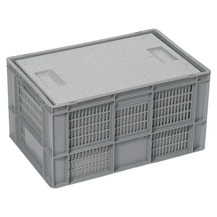 BAUHAUS Eurobox - 60 l, L x B x H: 60 x 40 x 32 cm, Offen - Graue Eurobox mit Deckel und Bauhaus-Logo für Lagerung und Transport. Praktische und robuste Lösung.