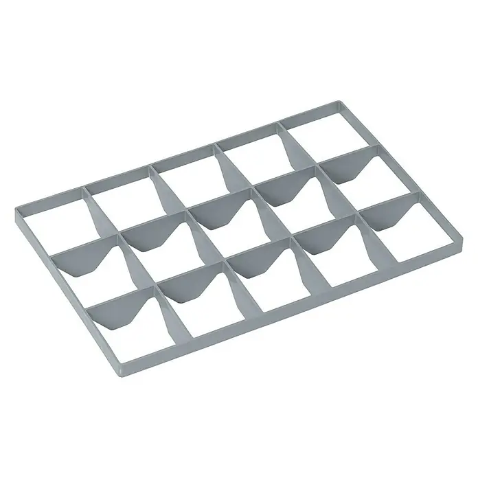 BAUHAUS Separador interior - L x An x Al: 55,8 x 35,7 x 6 cm, Número de compartimentos: 15 ud. - Inserto de cesta para cubiertos gris para lavavajillas con 15 compartimentos para guardar cubiertos y utensilios de cocina de forma segura.
