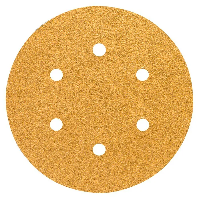 Craftomat Hoja de lija BFWP - Diámetro: 150 mm, Grano: 60, Perforado - Disco de lija de papel de lija, redondo con agujeros. Ideal para trabajos de lijado con una lijadora rotativa.