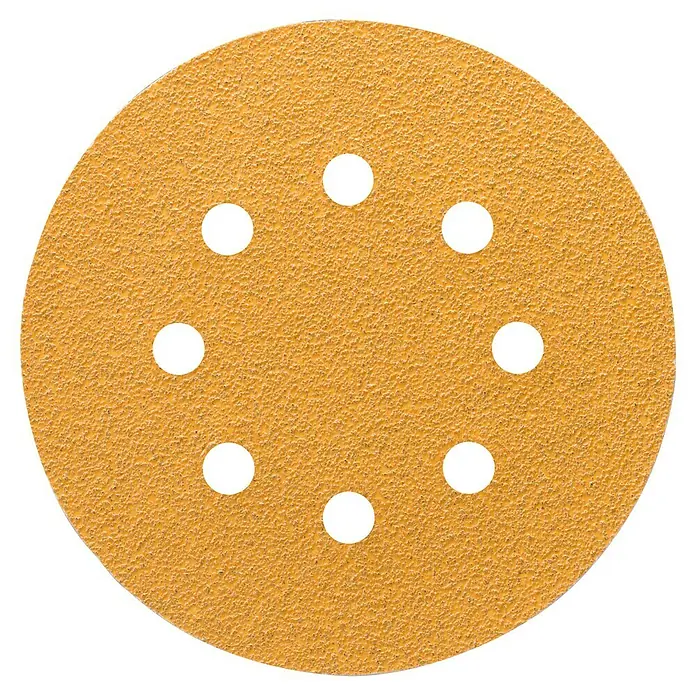 Craftomat Hoja de lija BFWP - Diámetro: 125 mm, Grano: 60, Perforado - Disco de lija con agujeros, ideal para lijar madera, metal o plástico. Una herramienta esencial para aficionados y profesionales del bricolaje.