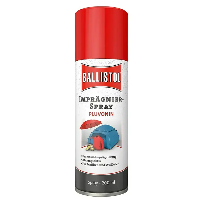 Ballistol Imprägnierspray Pluvonin - 200 ml - Ballistol Imprägnier-Spray Pluvonin für Textilien und Wildleder. Universal-Imprägnierung mit atmungsaktiver Formel, 200 ml Spraydose.