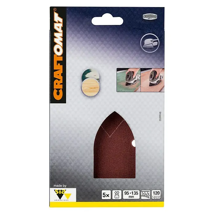 Craftomat Hoja de lija - 100 x 170 mm, Grano: 120, 5 ud., Específico para: Black & Decker - Juego de papel de lija Craftomat con 5 hojas de lija, grano 120, apto para lijadoras delta.