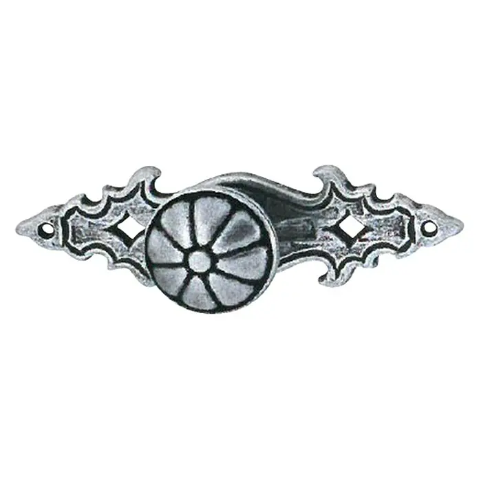 Häfele Tirador para muebles - Tipo de tirador del mueble: Otros, L x An x Al: 85 x 25 x 25 mm, Plata - Tirador de cajón de aspecto plateado antiguo con un patrón floral para muebles y armarios.