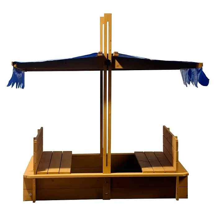 Dobar Sandkasten - 112 x 112 x 112 cm, Höhenverstellbares Dach - Bild eines Sandkastens mit Baldachin, perfekt für Kinder zum Spielen und Spaß haben im Freien.