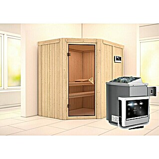 Karibu Elementsauna Carin (Mit 9 kW Ofen mit externer Steuerung, Ohne Dachkranz, L x B x H: 151 x 196 x 192 cm)