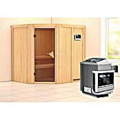 Karibu Systemsauna Siirin (Mit Saunaofen 9 kW inkl. Steuerung Easy, Ohne Dachkranz, Ganzglas Bronze, 170 x 196 x 198 cm)