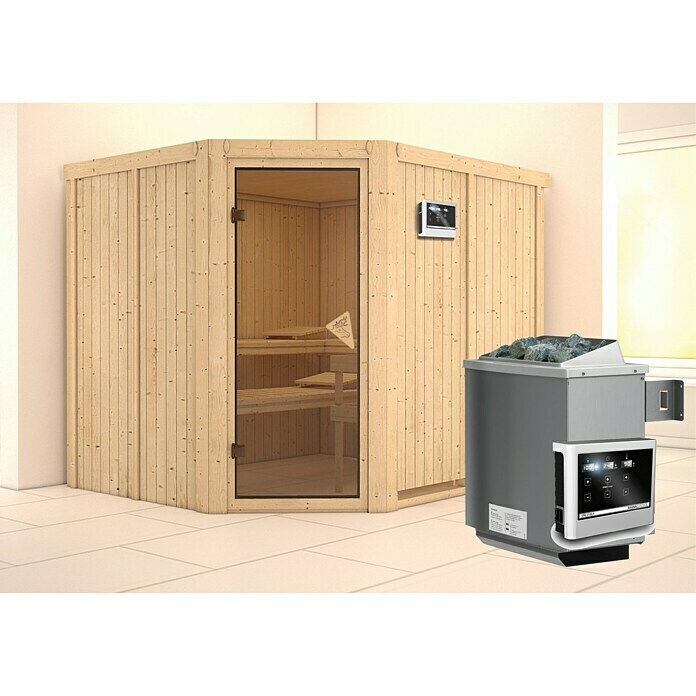 Karibu Systemsauna Malin (Mit Saunaofen 9 kW inkl. Steuerung Easy, Ohne Dachkranz, 196 x 231 x 198 cm)