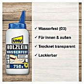 UHU Holzleim Wasserfest (750 g, Lösemittelfrei, Weißleim)