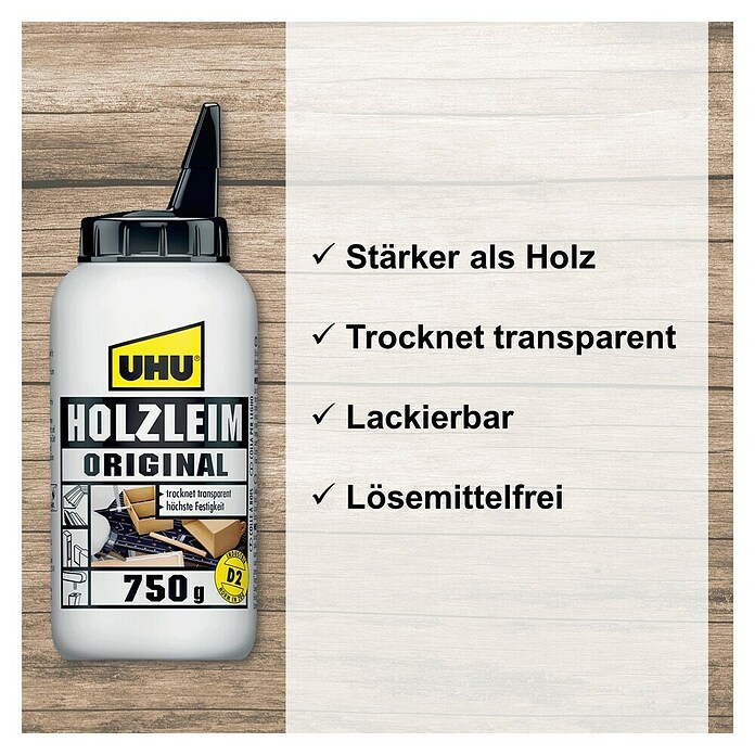 UHU Holzleim Original (750 g, Lösemittelfrei, Weißleim)