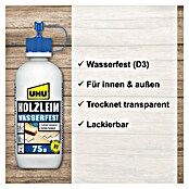 UHU Holzleim Wasserfest (75 g, Lösemittelfrei, Weißleim)